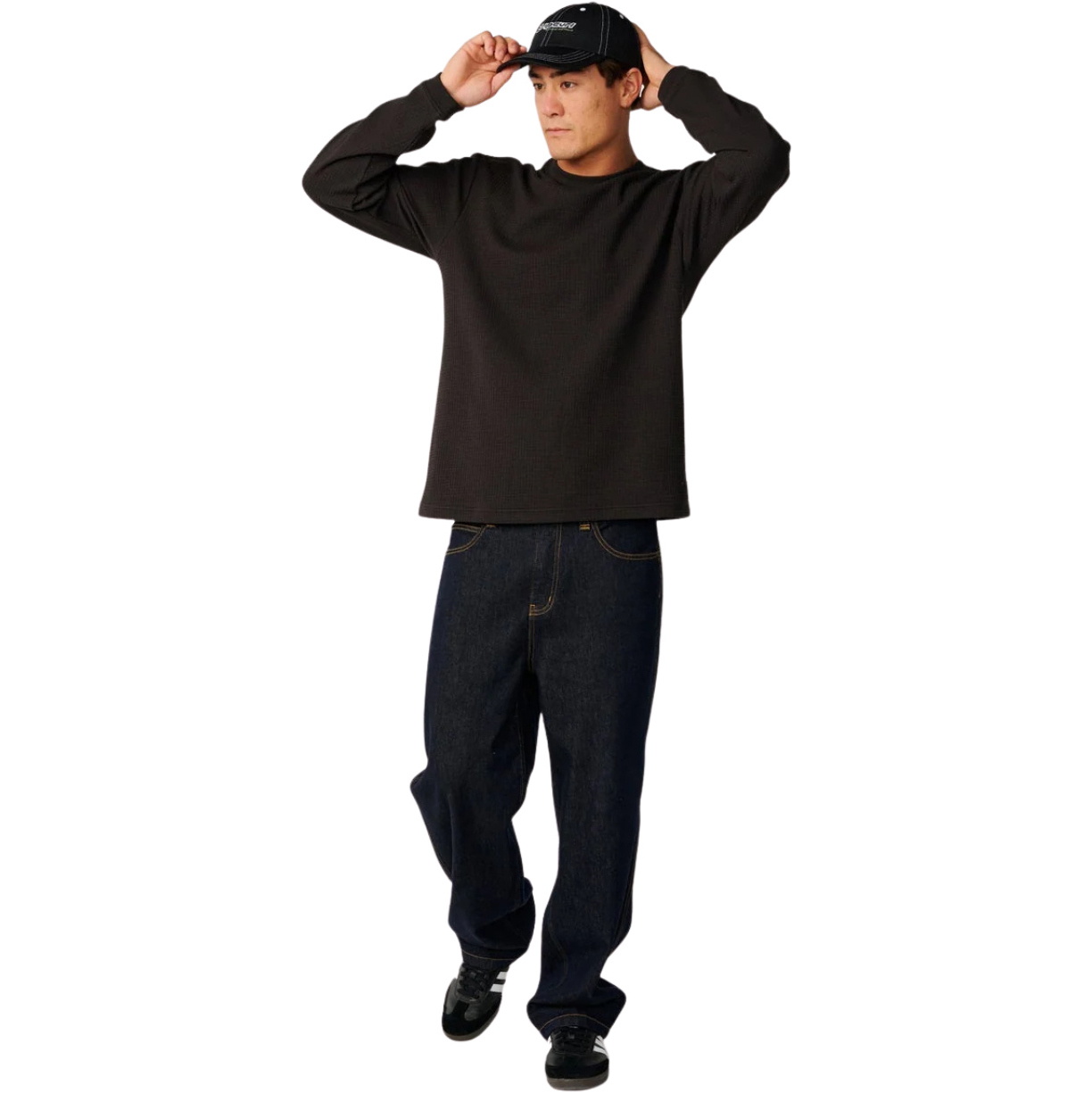 Rip Curl Mens Premium Surf Waffle Long Sleeve T-Shirt 13BMTE - Washed Black